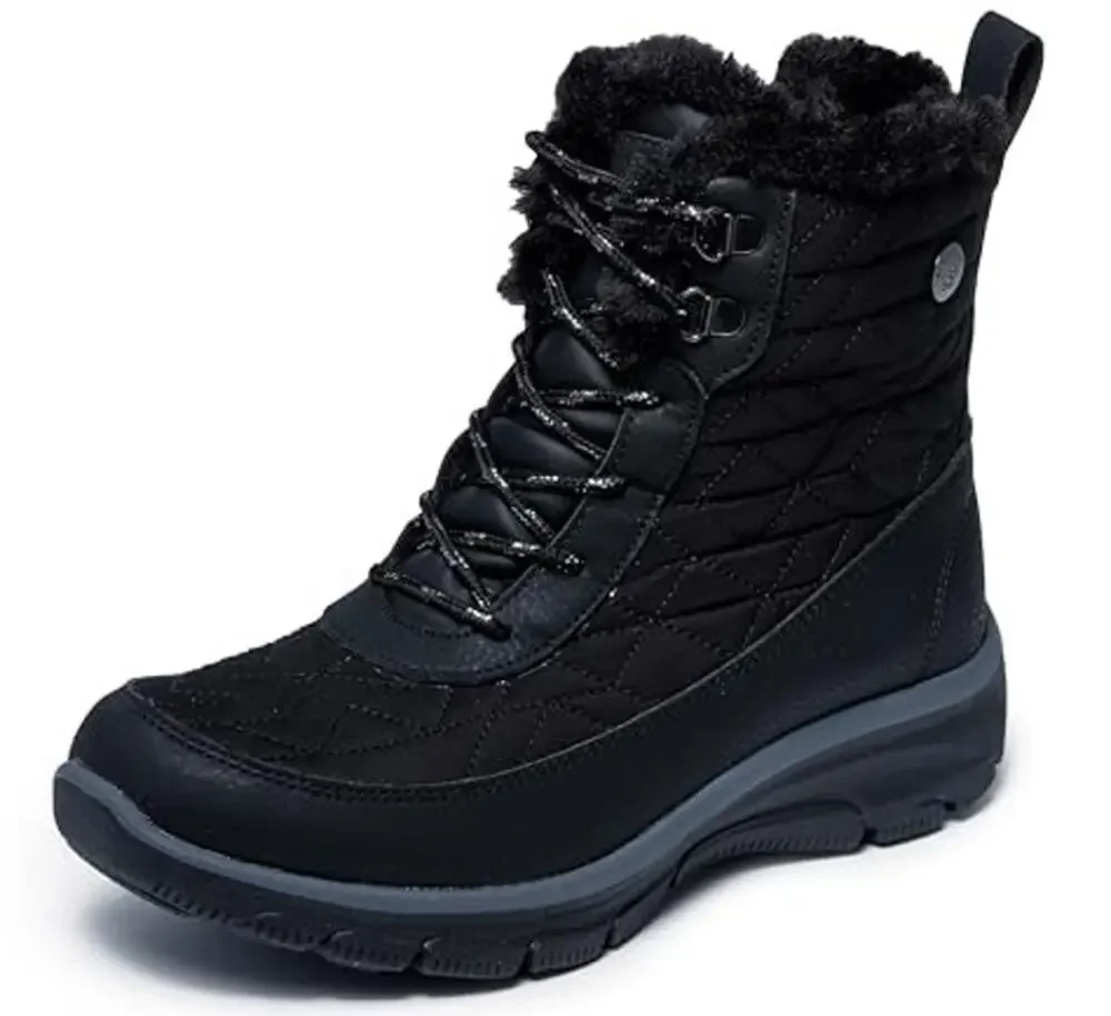 Skechers Womens Easy Going Frostline Winter Boots US 8.5 Black Waterproof NWT
